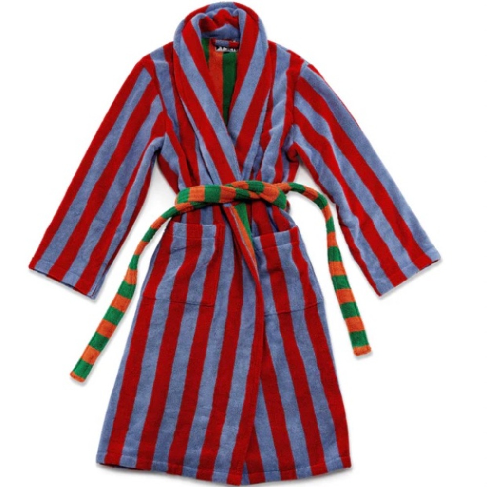 DUSEN DUSEN Striped Bathrobe NWOT XS